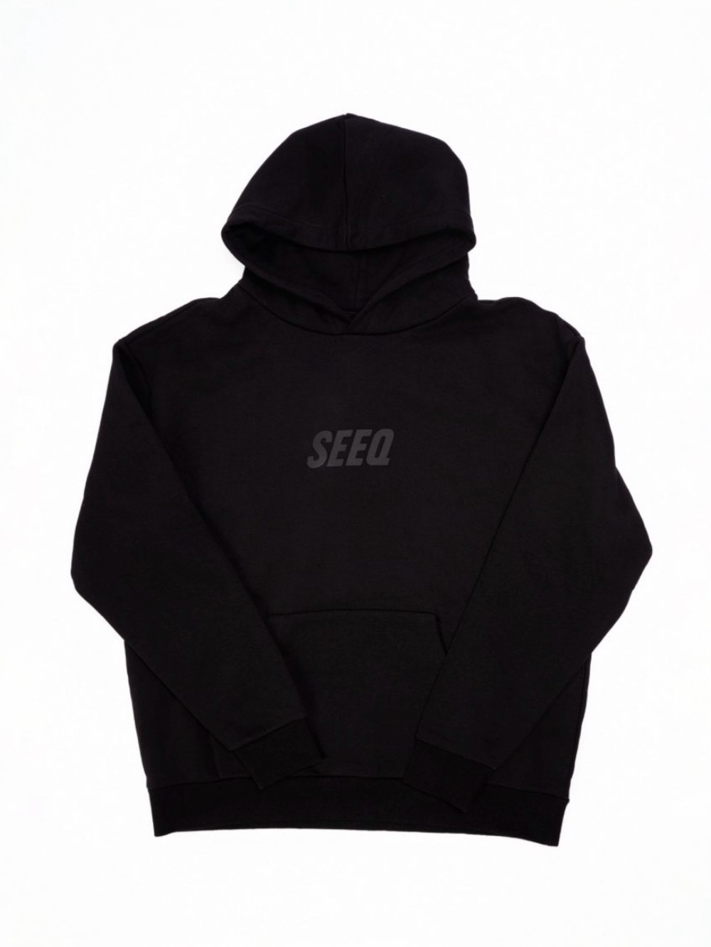 SEEQ Black Pullover Hoodie XL | Minimal Logo | Unisex